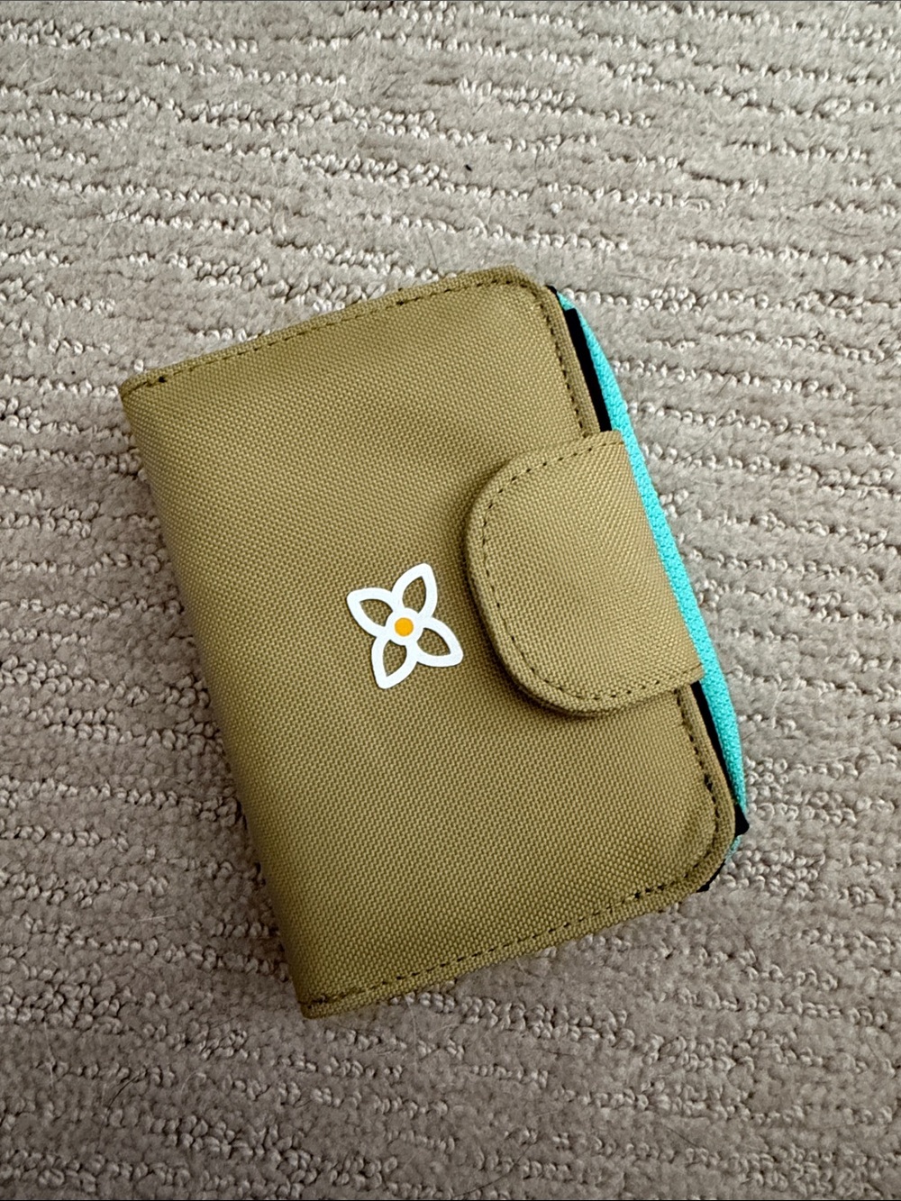 Sherpani Olive Green and Turquoise Zip-Trim Compact Wallet RFID